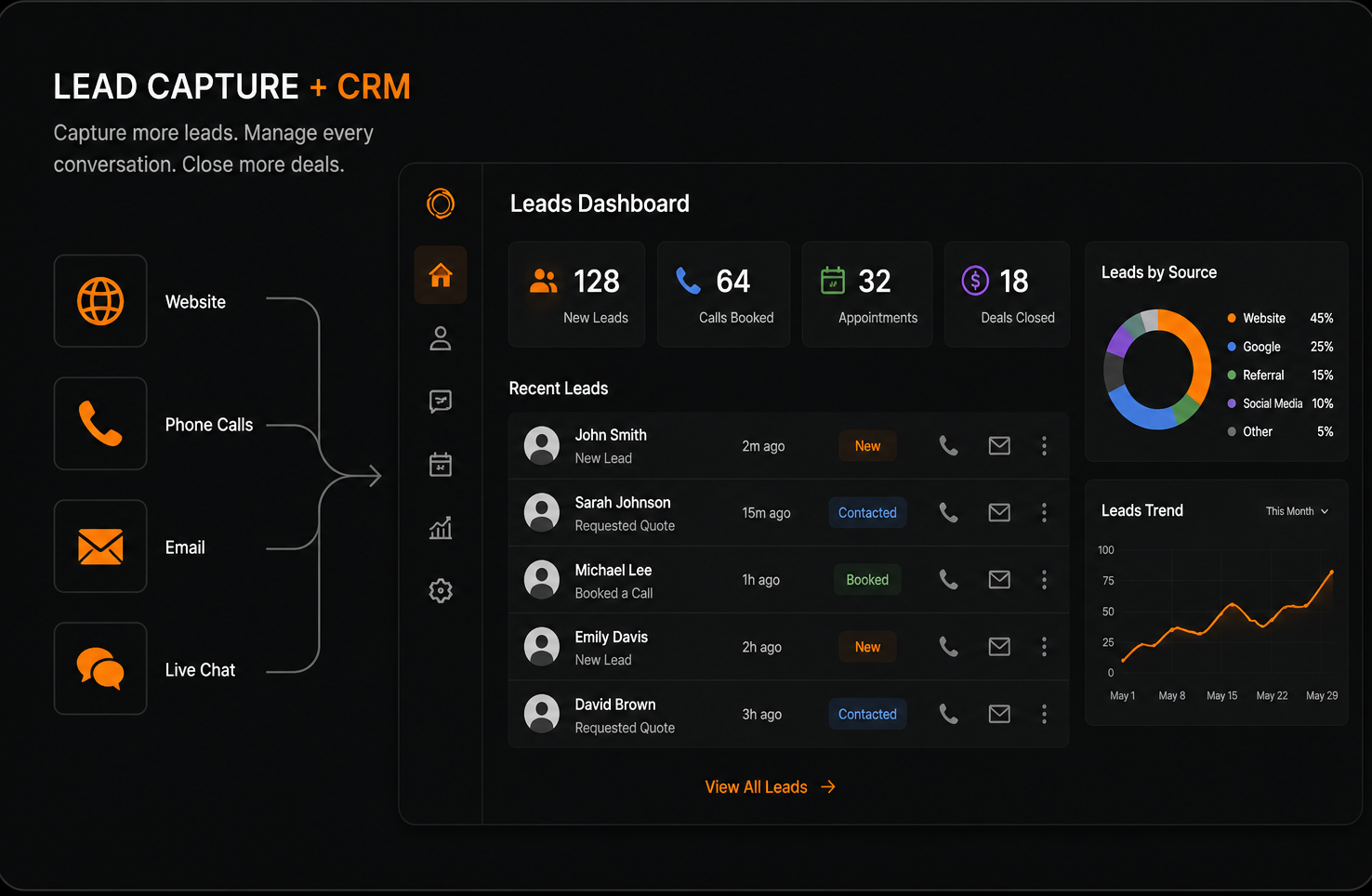 Lead Capture & CRM interface preview